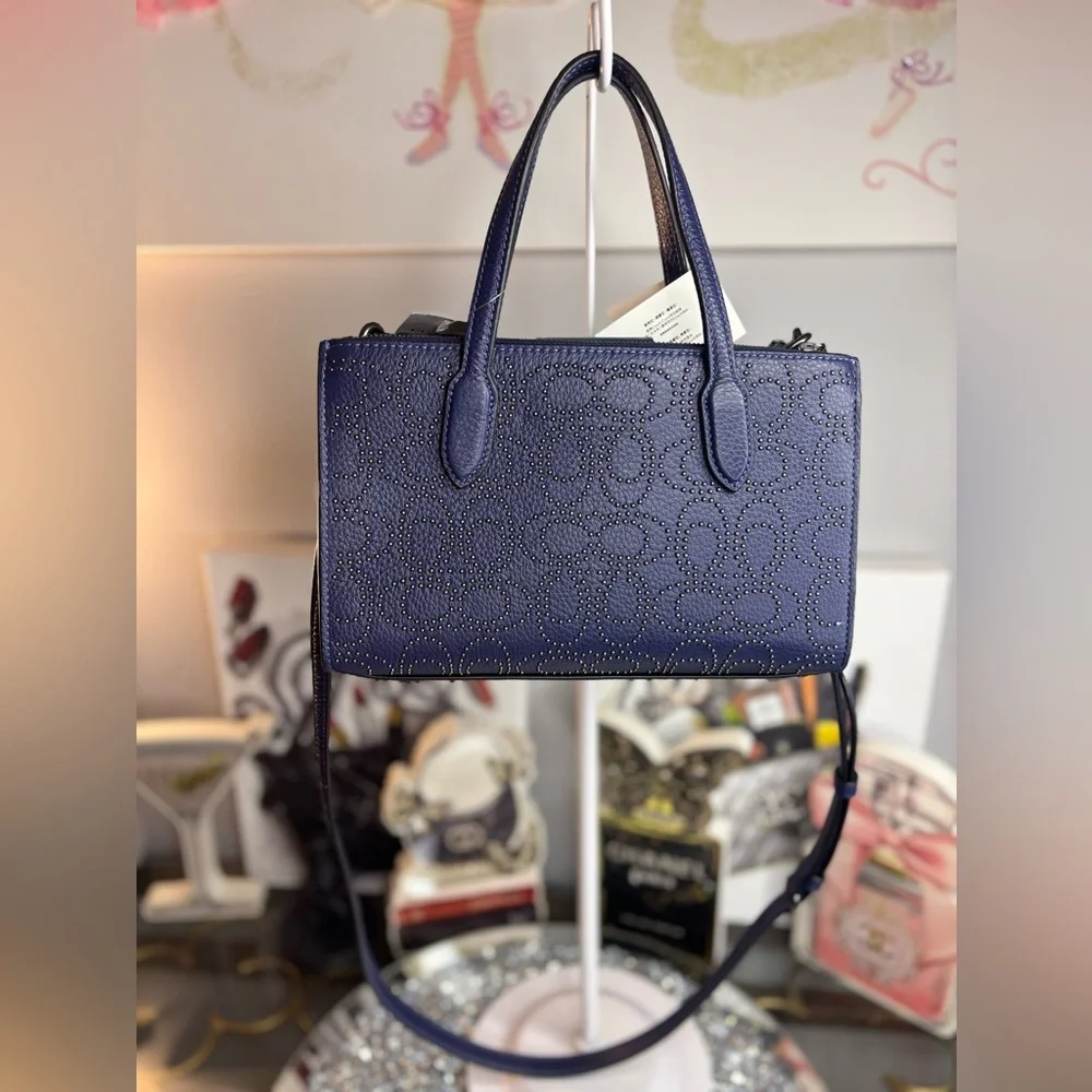 Coach Blue Textured Crossbody Bag with Adjustable Strap - Picture 4 of 15